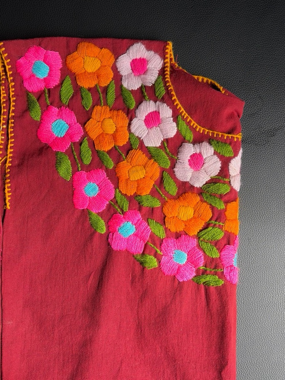 Embroidered Floral Sleeveless Top in Wine
